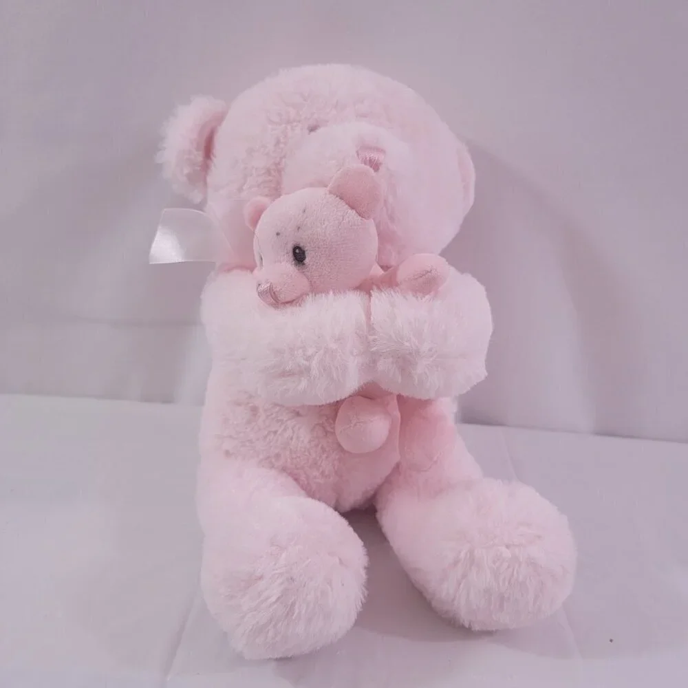 Evergreen B. Boutique Pink Momma Bear and Baby Bear Stuffed Animal Set